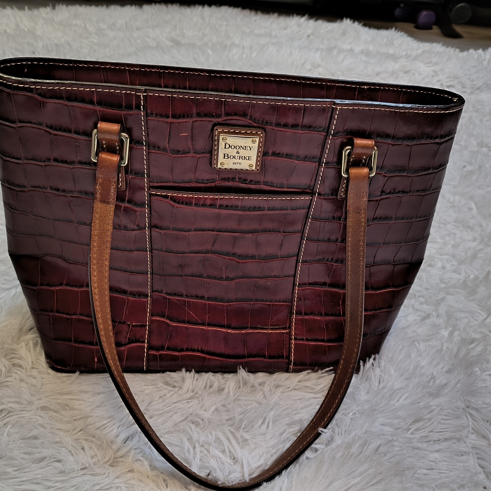 Dooney & Bourke Charlotte Shoulder Bag Red Bordeaux Crocodile Shoulder Tote